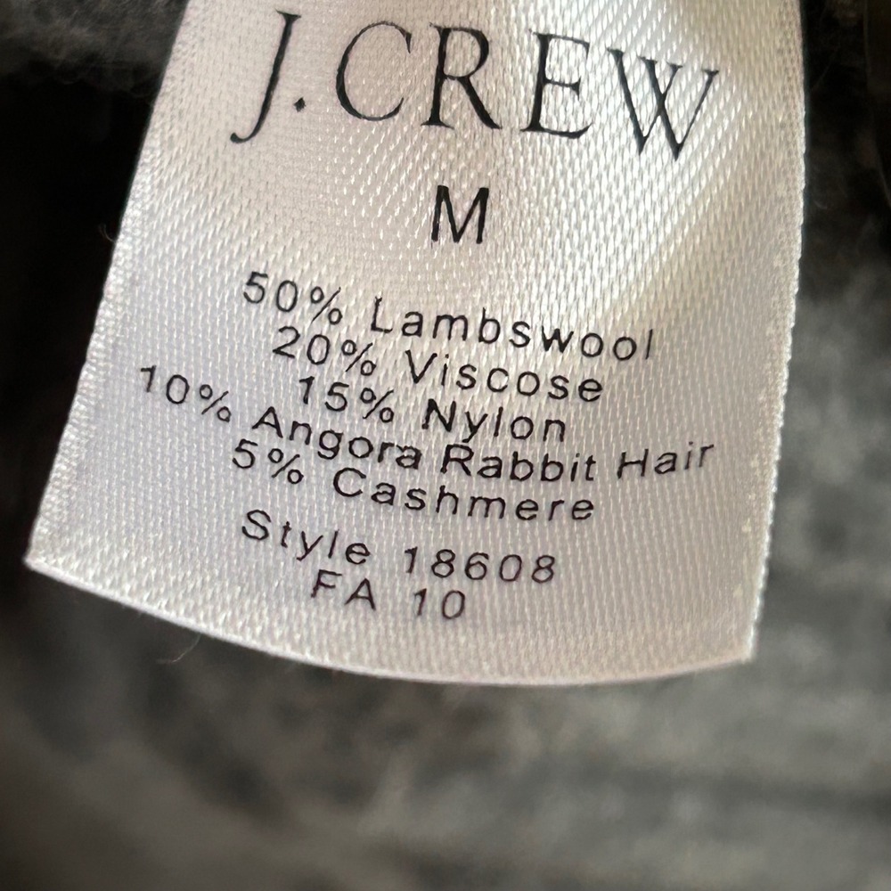 JCrew Mens Gray Cable Knit Shawl Collar Cardigan Lambswool Cashmere Sweater M - Picture 3 of 7
